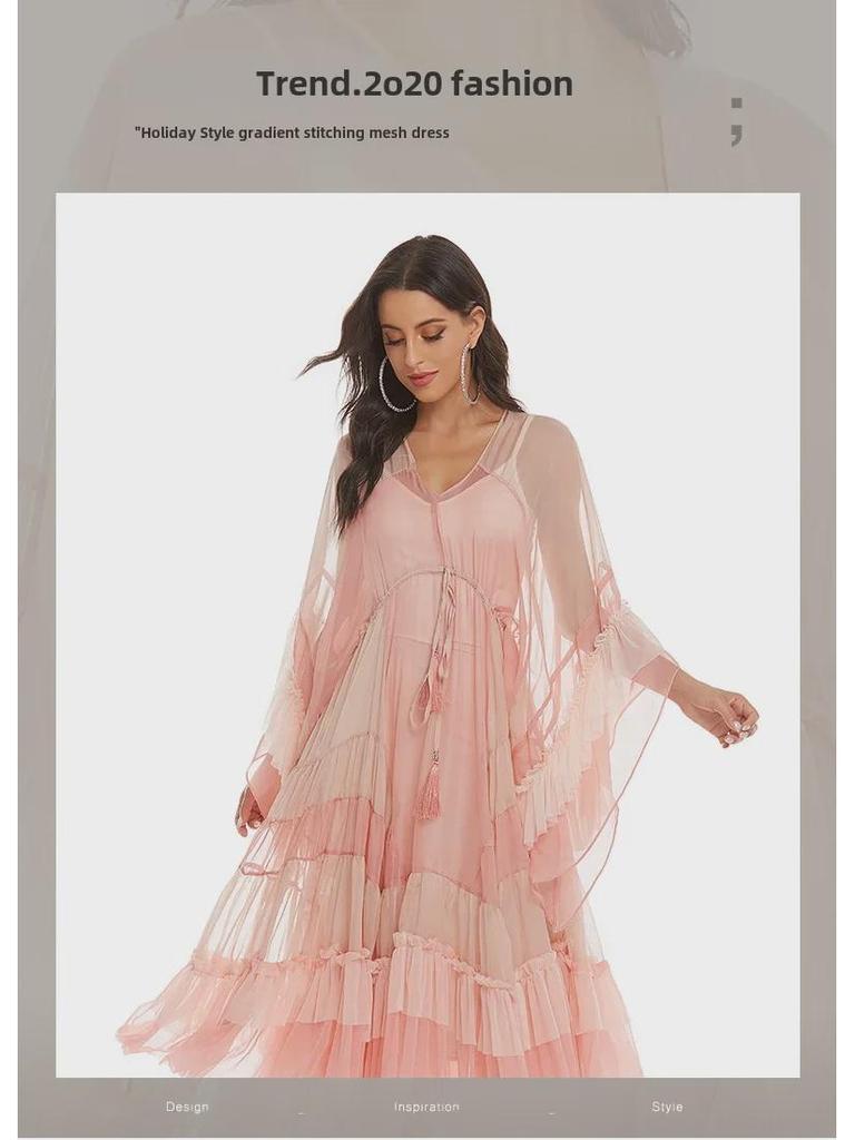 Пляжное платье с длинной юбкой в стиле бохо 2024 года — летний праздничный стиль