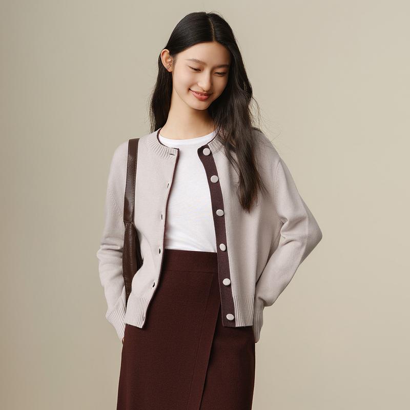 Miu Style Casual Style Spliced Contrasting Fake Two-piece Loose Knit Sweater for Women in Winter