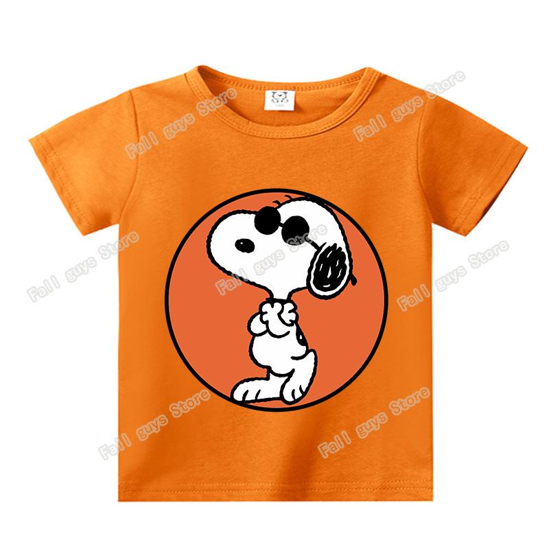 Snoopys Kids TShirt Cartoon Dog Merch Boy Girl Short Sleeve Tops Summer Breathable Cute Child Casual Clothes Birthday Gift