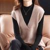 Женский вязаный жилет, весна-осень, свитер без рукавов с v-образным вырезом, короткий однотонный вязаный жилет
