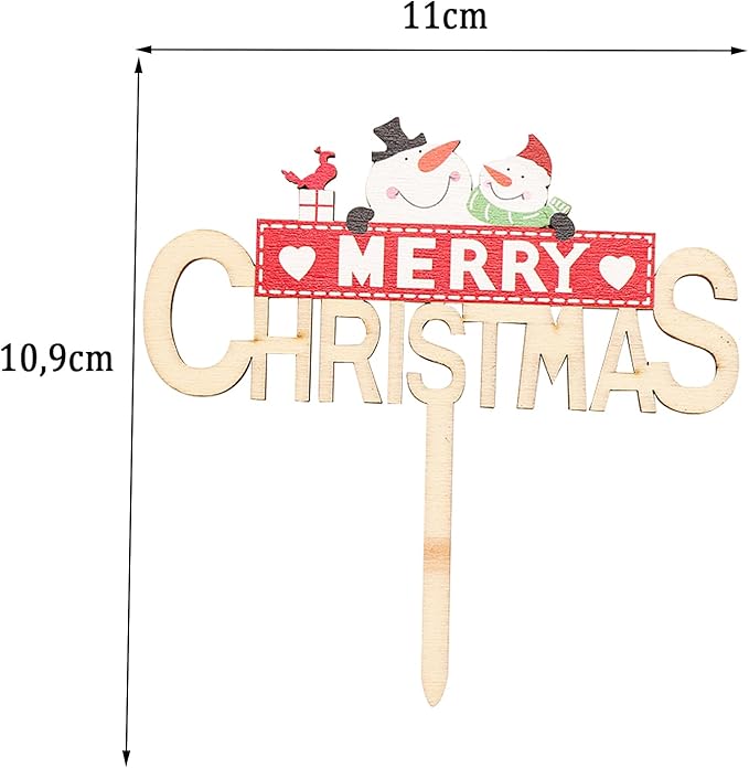 Merry Christmas Cake Topper 11x10.9 cm Christmas Decoration