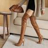 Women's High-heeled Boots Sexy European and American Style Pointed Thin-heeled Boots Large Size Knee Boots