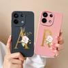 Fashion Flower Letters Couple Case For Xiaomi Redmi A3 13 Turbo 3 Note 13R 13 Pro Phone Bags Liquid Silicone Camera Protection Shockproof Cover Bumper