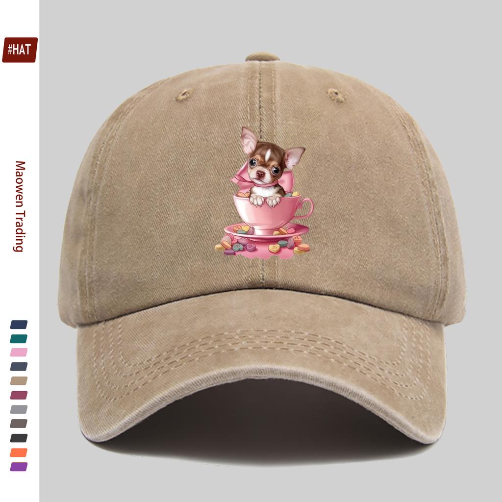 pc Cute Dog with Bow Print Baseball Cap Comfortable Fashionable Casual Decorative Hat Trendy Lightweight Accessory Adjustabl