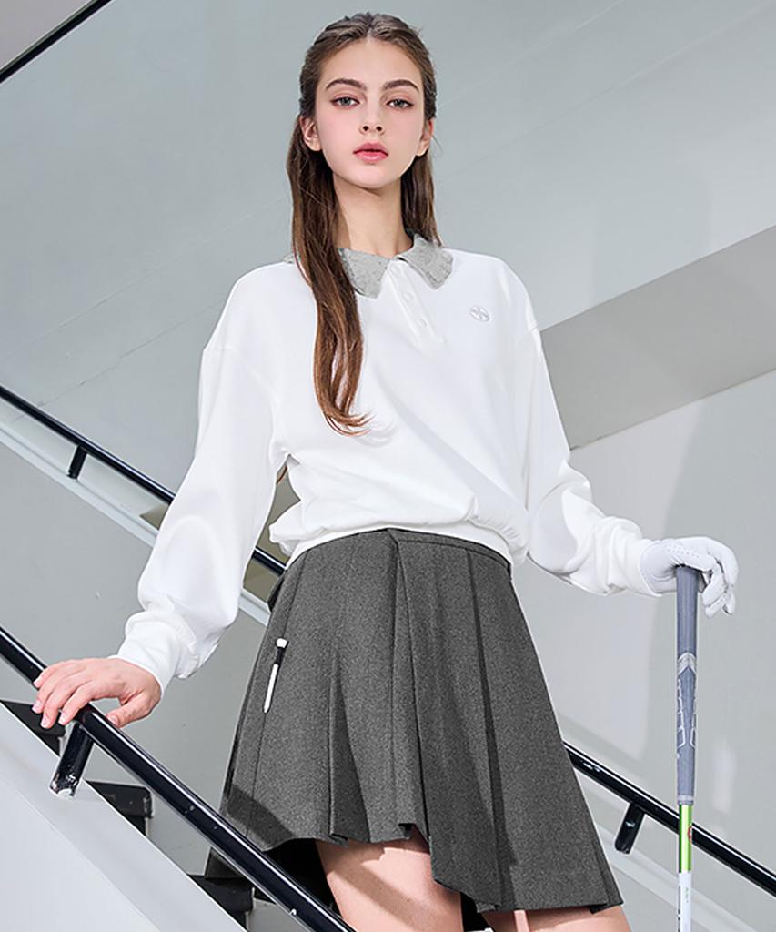 XEXYMIX Ribbed Ruffle Collar Long Sleeve Xfk3Ql1202