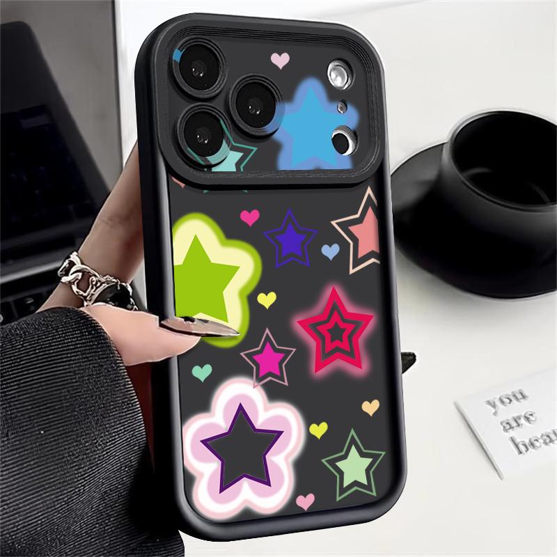 Blended Colorful Stars Pattern Case For iPhone 17 Pro Max Shockproof Silicone Bumper Cover For iPhone 16 Pro Max Funda iPhone 15 14 13 12 11 16E