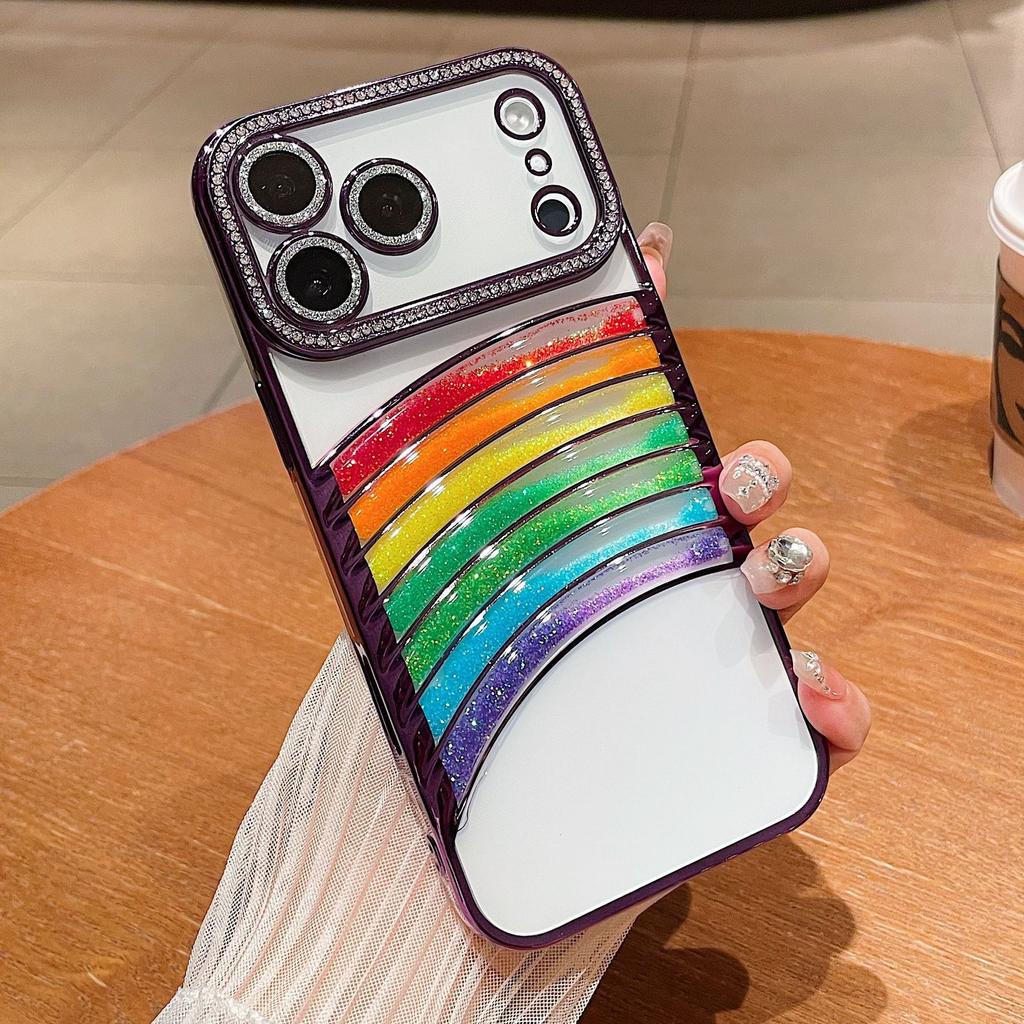 Для iPhone 17 Promax Чехол для телефона Гальванизированный стразами для Apple 16 Блестящая пудра Роскошный 15 Чехол с радужным переливающимся песком