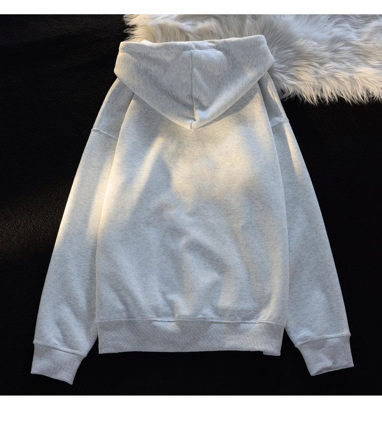 Американская винтажная мультяшная вышитая толстовка с капюшоном и короткими рукавами - Свободный крой для весны и осени