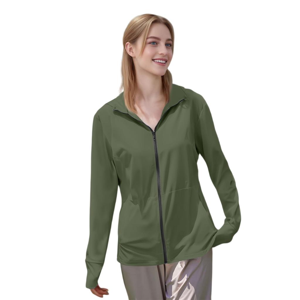 Женская рубашка от солнца Ice Silk Hoodie с длинным рукавом Outdoor Hiking Summer Coat