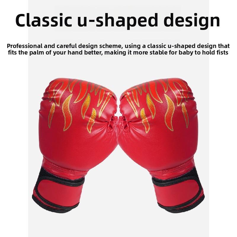 Tiger Print Flame Boxing Gloves For Adult Kids Fight Training Fitness Sports