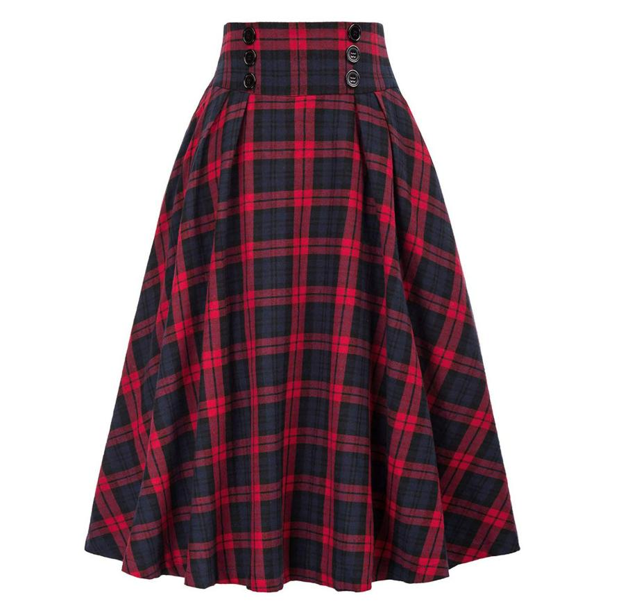 Винтажная художественная юбка-трапеция миди большого размера в клетку с эффектом кисти