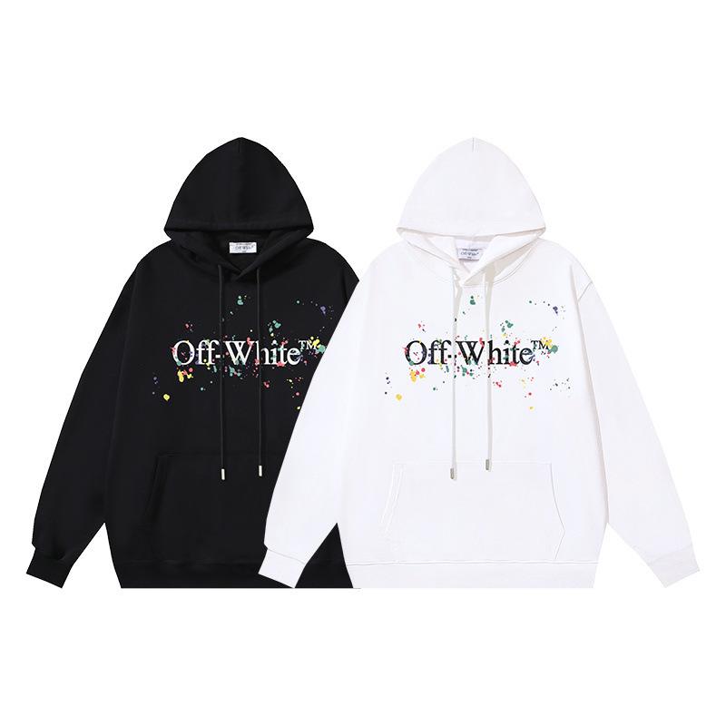 1282 Off-White 2026 Autumn/Winter New LOGO Splash Ink Splash Paint Effect Printed Hoodie Men's and Women's Hoodie