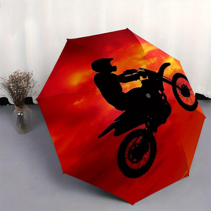 1pc Motorcycle Sunset Themed High-quality Umbrella,Automatic Opening and Closing Umbrella,Multi-functional Umbrella G0811055