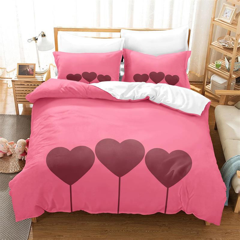 Pink Romantic Theme Duvet Cover Set King Queen Size Kawaii Cute Cartoon Yellow Crown Pink For Girls Women Polyester Bedding Set