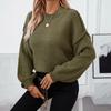 Solid Colour Pullover Women's Plus Size Sweater Autumn and Winter Loose Round Neck Reverse Lantern Sleeve Sweater