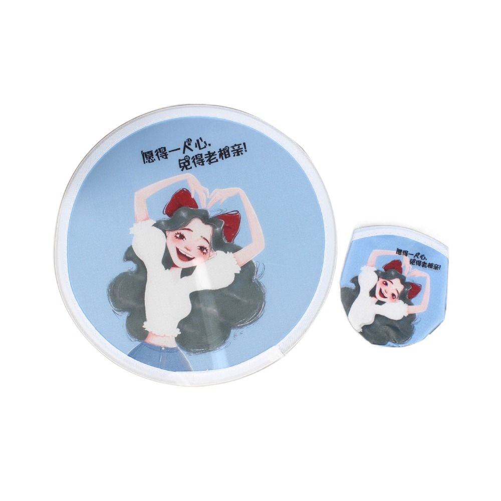 Round Folding Fans Cartoon Hand Fan Circular Fan Pocket Fan  For Beach Lawn