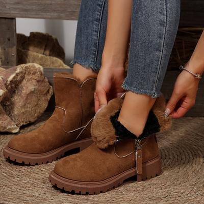 Модные дизайнерские ботинки на платформе Нескользящие короткие плюшевые балетки Замшевая обувь Женская НОВИНКА Зимние ботинки Женские Зимние Теплые Модные Удобные Туфли
