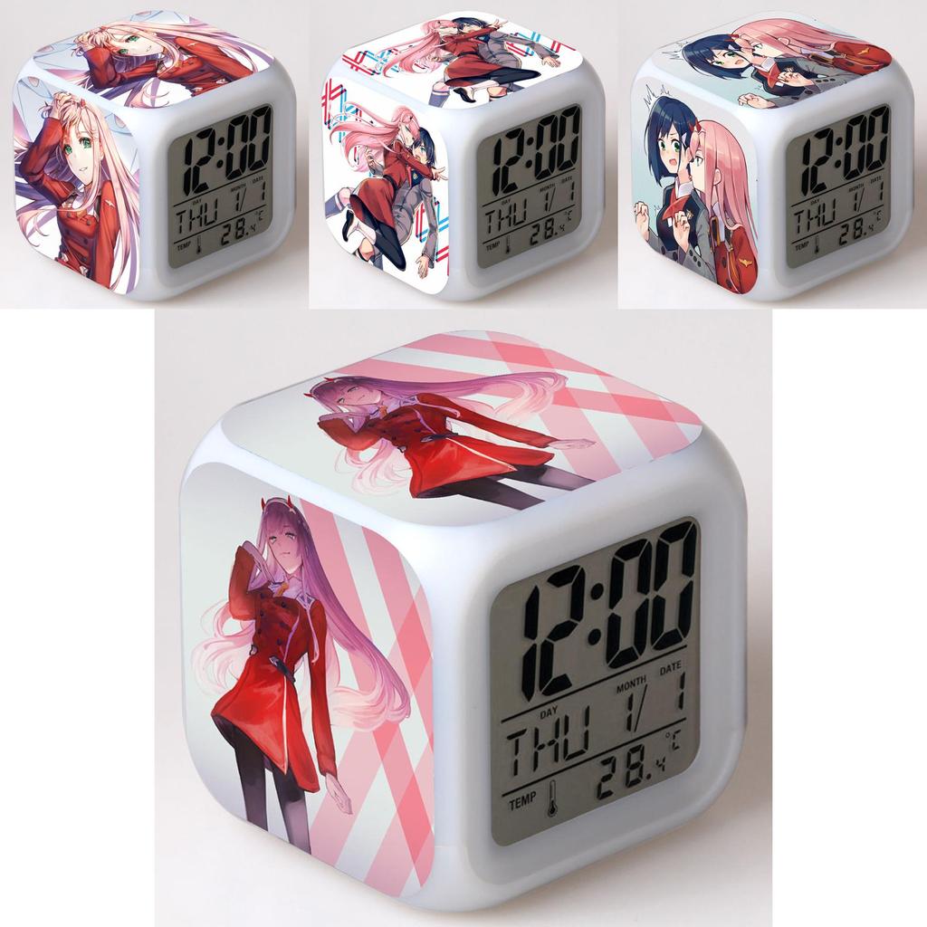 Charming Darling In The Franxx Multi-function 7color Led Alarm Watch Clock Ideal For Gifting