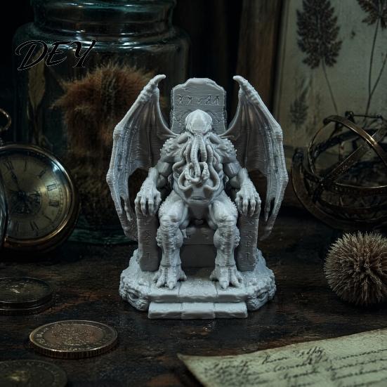 Статуэтка Трона Ктулху, 3D-печатная статуэтка, Готическая полимерная фигурка для полки и стола, Загадочные ретро-украшения, Декор, Монстры с щупальцами, Темное фэнтези