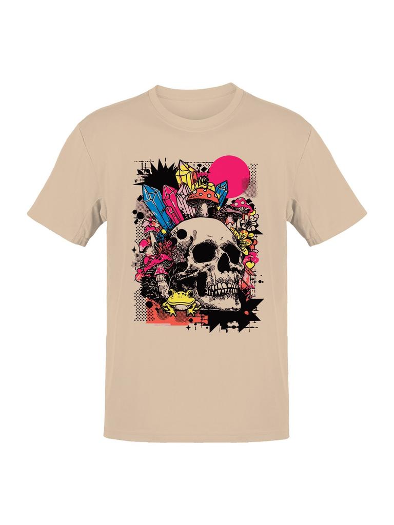 Psychedelic Skull with Crystals and Frog Men's T-shirt
