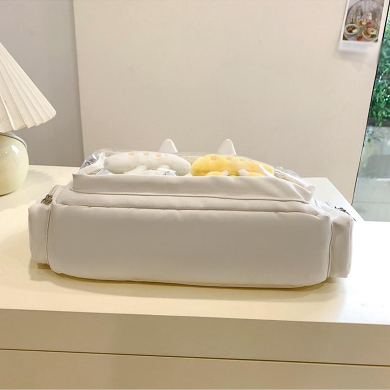 Симпатичная прозрачная сумка через плечо с изображением кота, вместительная студенческая сумка через плечо, сумка из аниме-холща