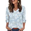 Women's Fashionable And Casual Floral V-neck Top