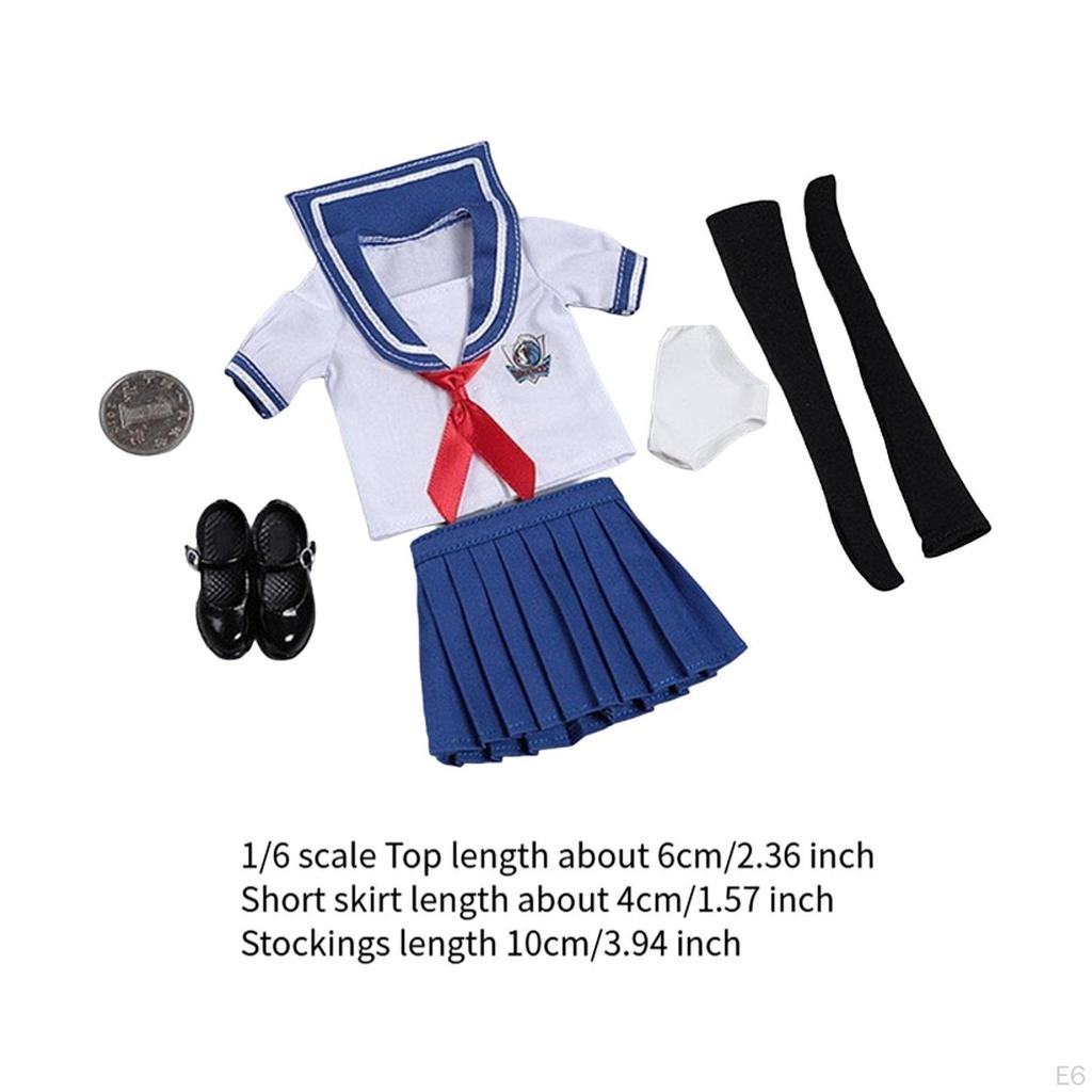 1/6 женский школьный комплект одежды топ с короткими рукавами стильное нижнее белье одежда для фигурок