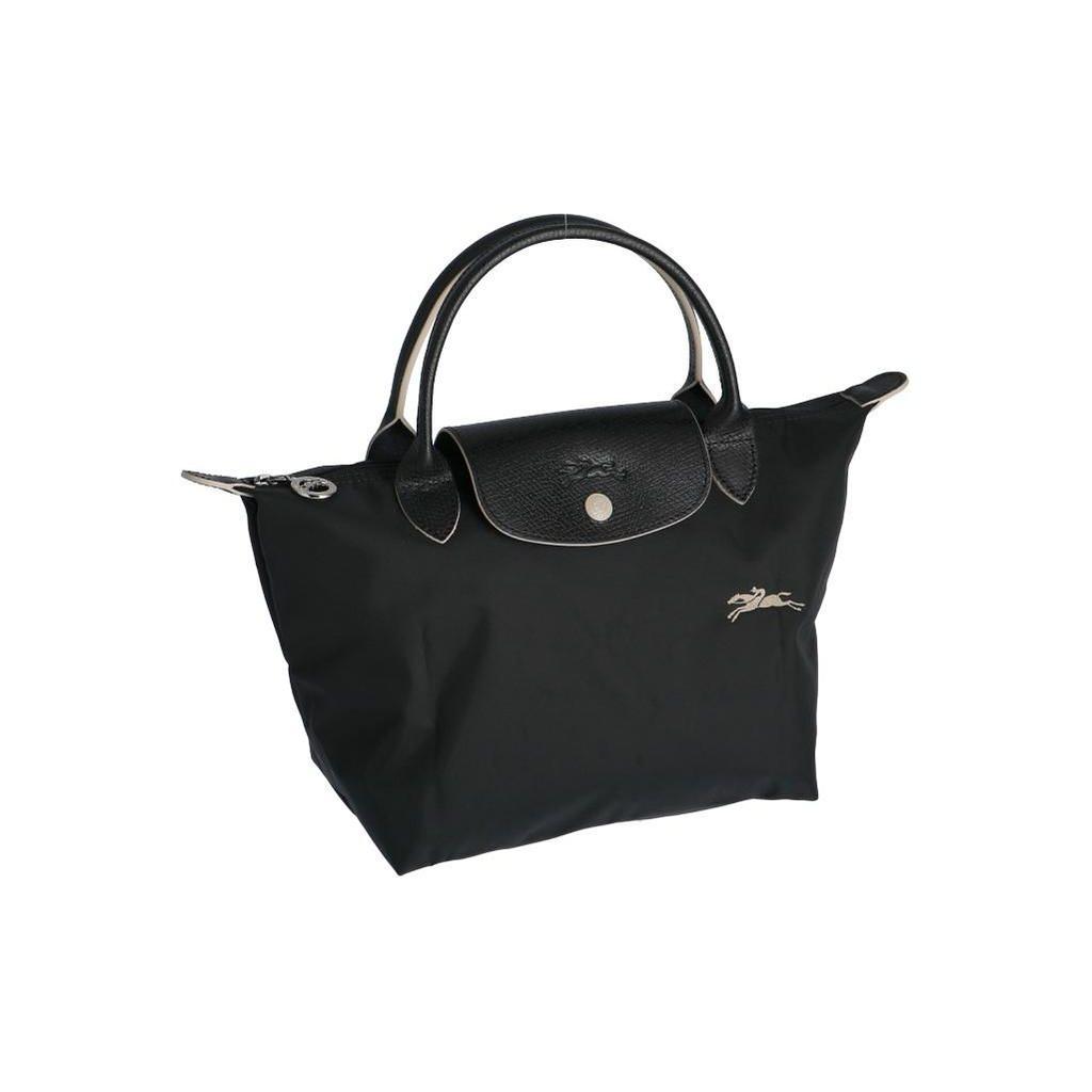 Longchamp Le Pliage Club 23 Сумка-шоппер из нейлонового холста с короткими ручками, большая вместимость, сумка-пельмень, сумка-тоут, маленькие женские сумки-тоут, Черный 1621619001