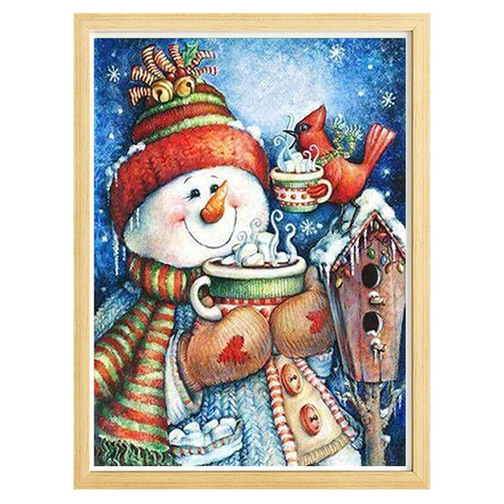 Christmas Diy Diamond Painting Full Diamond Santa Claus Round Diamond Embroidery 5D Snowman House Cross Stitch Home Decoration