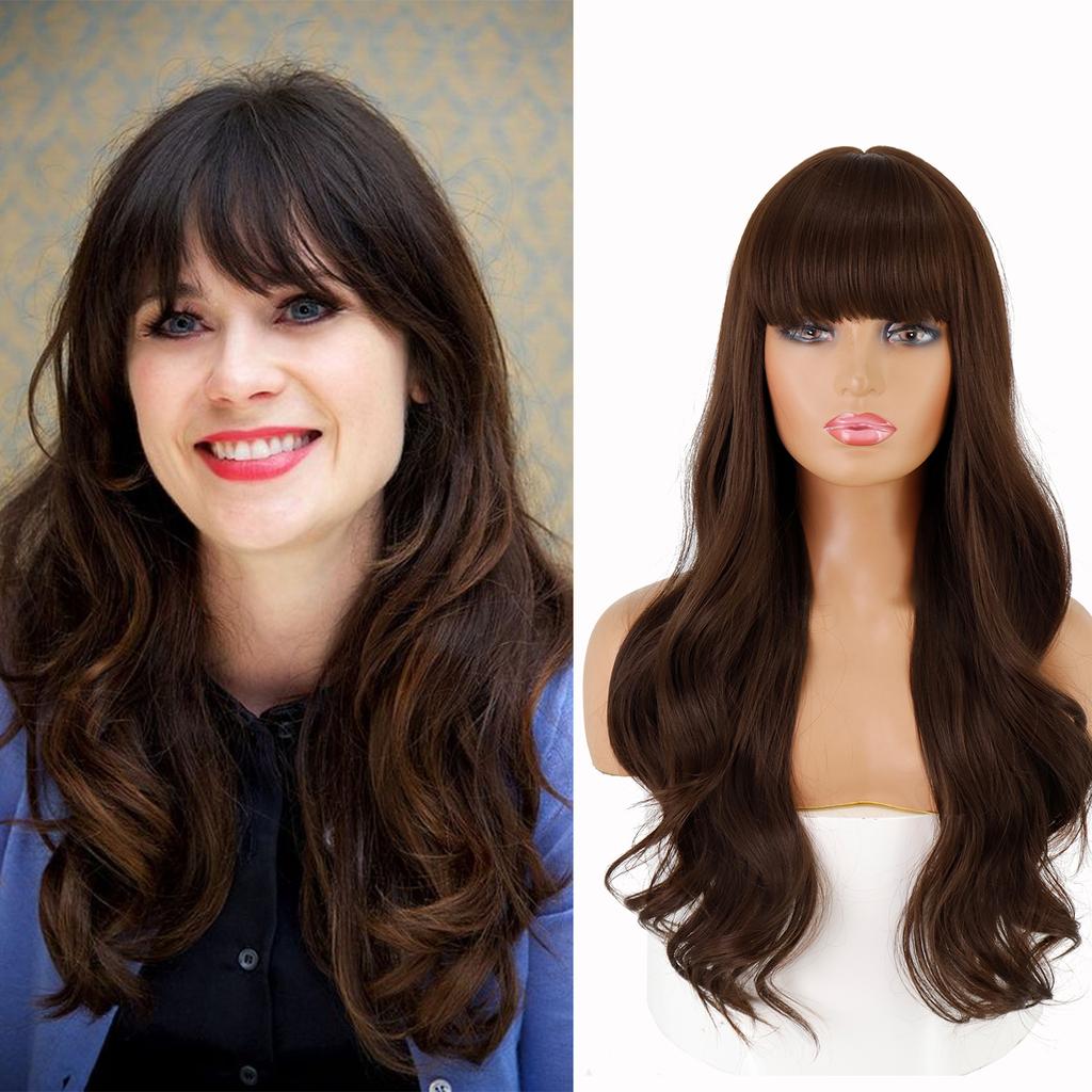LISI HAIR Женский длинный волнистый парик с челкой, парик из синтетического термостойкого волокна, косплей, вечеринка в стиле Лолиты, повседневная заколка.