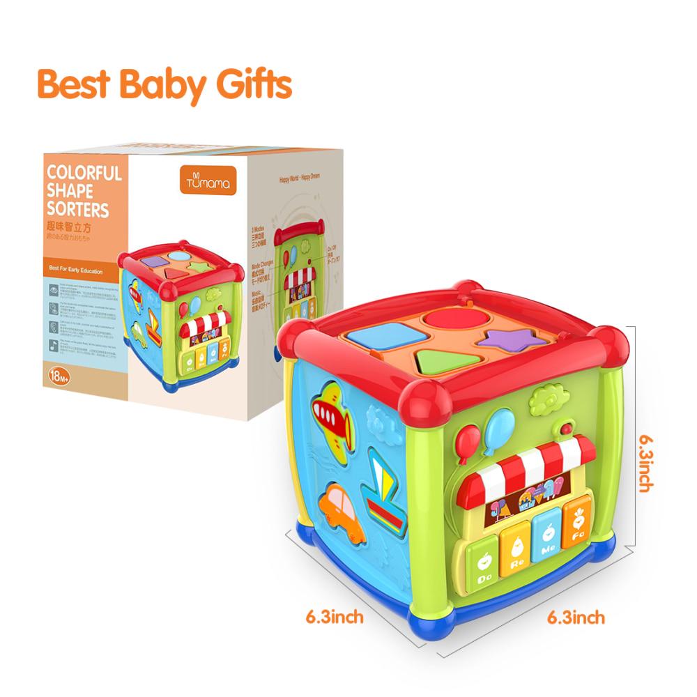 Tumama Многофункциональные музыкальные игрушки для малышей, музыкальная шкатулка, куб активности, шестеренки, часы, блоки, игрушки