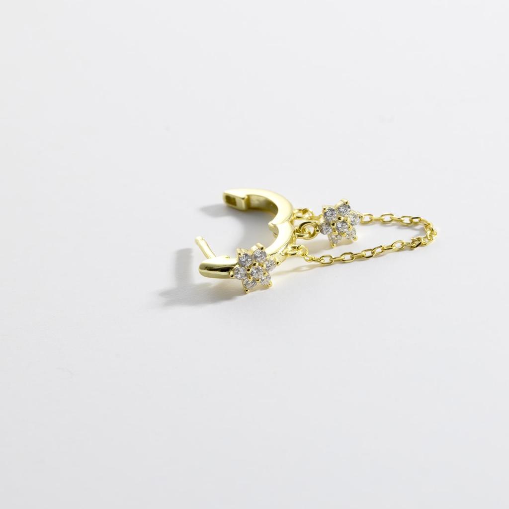 ANDYWEN 100% стерлингового серебра 925 пробы золотая цепочка с цветком серьги-подвески подвески клипсы для пирсинга 2023 женские свадебные украшения