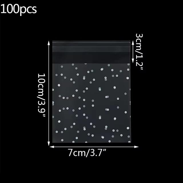100 шт. Пластиковые прозрачные целлофановые пакеты в горошек для конфет, печенья, подарочные пакеты, самоклеящиеся пакеты для конфет на свадьбу, день рождения, вечеринку