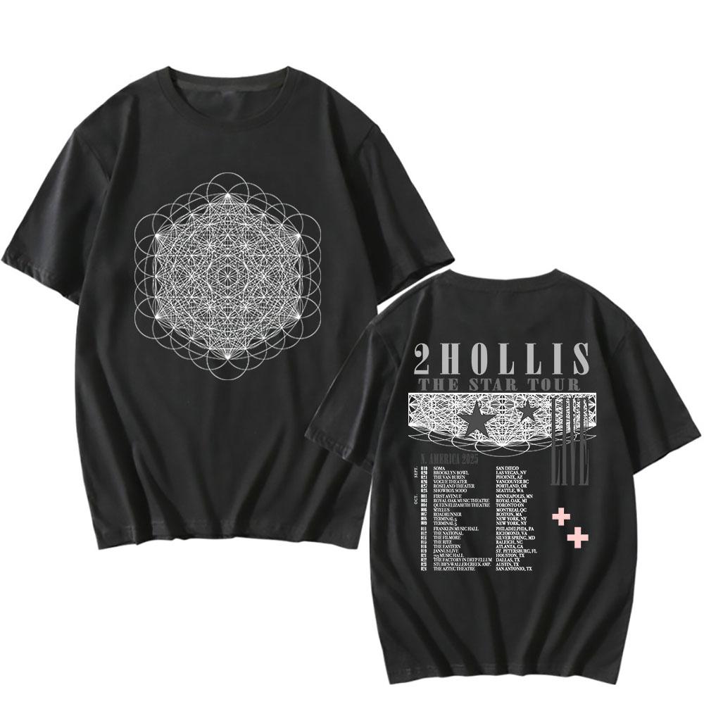 2hollis Футболка The Star Tour 2025 Летняя с коротким рукавом Однотонная футболка для мужчин Летняя свободная Гранж Унисекс Уличная одежда Повседневная футболка