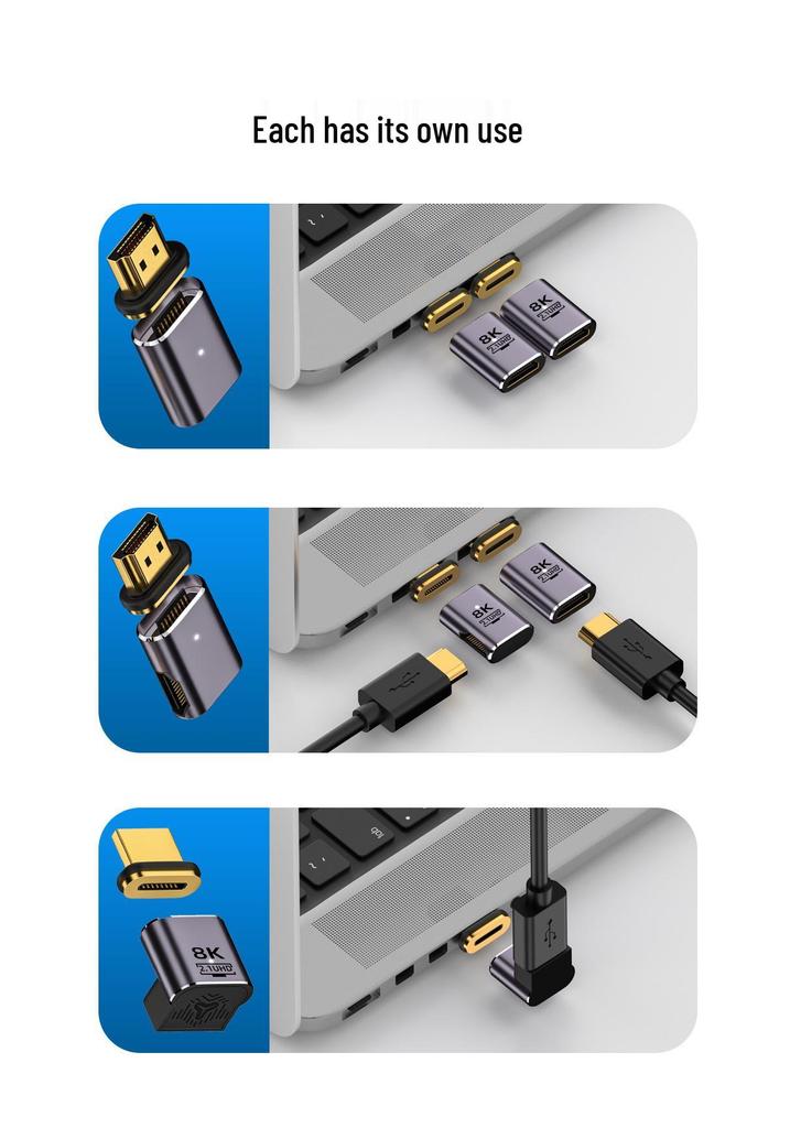Магнитный HDMI 2.1 адаптер Male to Female 8K60Hz с двунаправленной передачей для HDTV