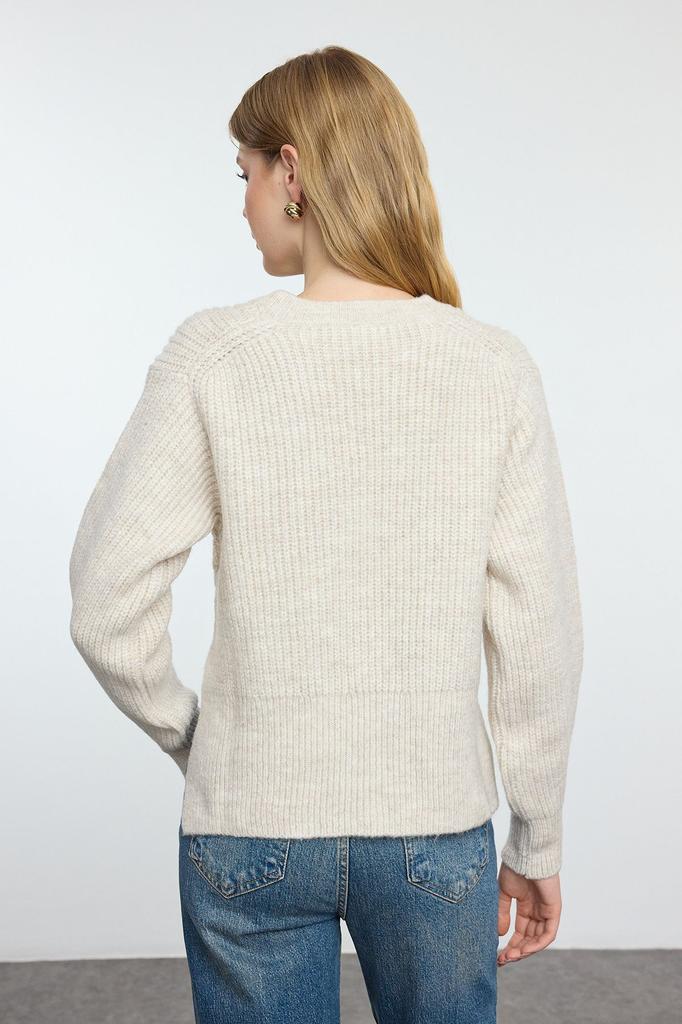 Women's Fashion Stylish Sweater Stone Crop Basic Balloon Sleeve Knitwear Sweater