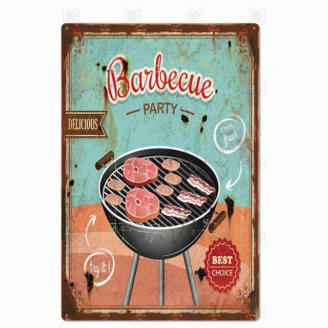 Винтажные металлические жестяные вывески для папы, барбекю, гамбургера, хот-дога, пиццы, картофеля фри, кекса, мороженого, фаст-фуда, Настенный декор для кухни, кафе, закусочной