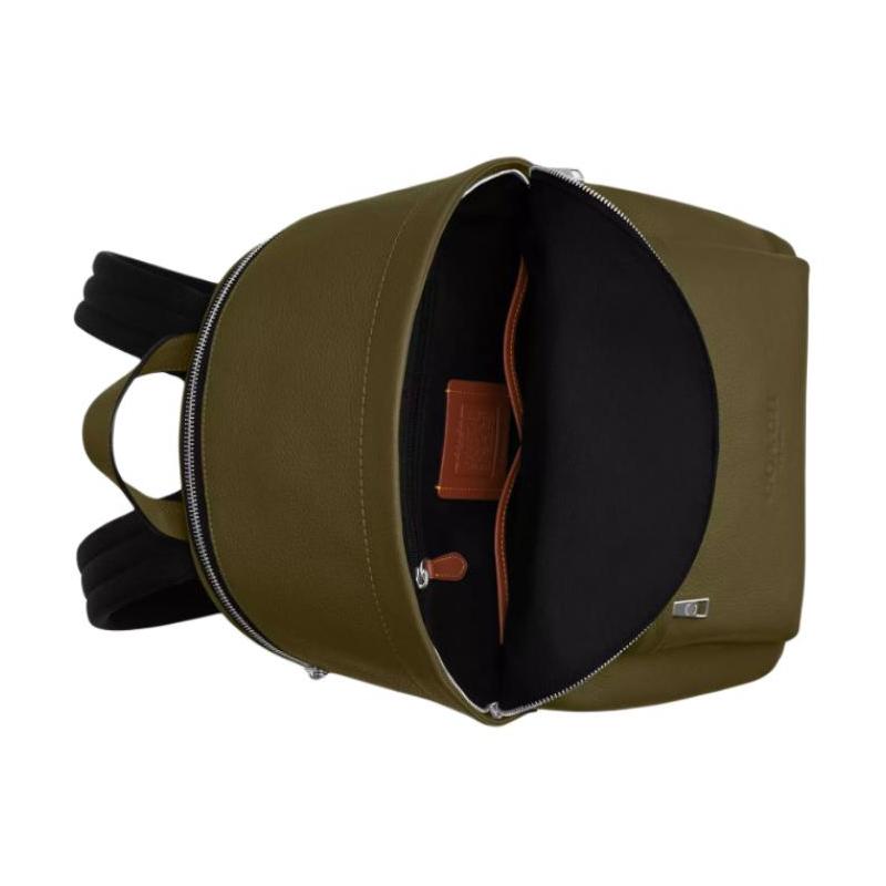 COACH Taylor 30 zipper closure cowhide patchwork backpack large size men's dark green