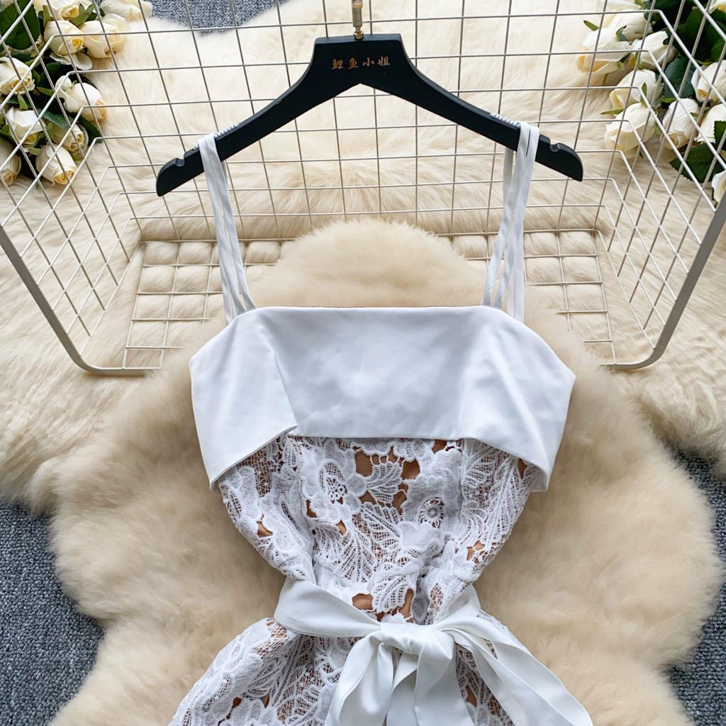 Летние женские элегантные платья на тонких бретельках из водорастворимого кружева с вышивкой крючком и цветами для праздников