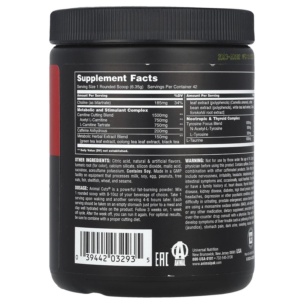 Animal, Advanced Cuts® Powder, апельсин и манго, 9,4 унции (267 г)