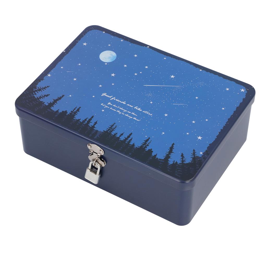 Retro Tinplate Storage Box Large Capacity Multifunctional Portable Vintage Metal Storage Container for Money Gift