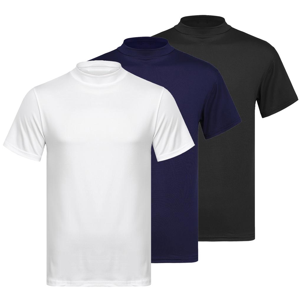 Мужской набор из 3 шт. Футболка с воротником-стойкой и коротким рукавом, повседневная, однотонная, приталенная, комплект нижнего белья