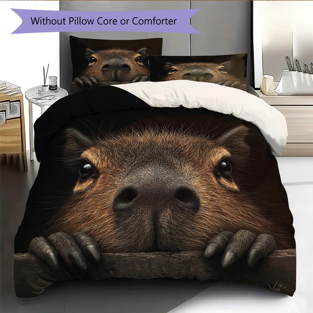 Capybara Pattern Bedding Home Decoration Birthday Gift (1 * duvet cover + 2 * pillowcase, without core)