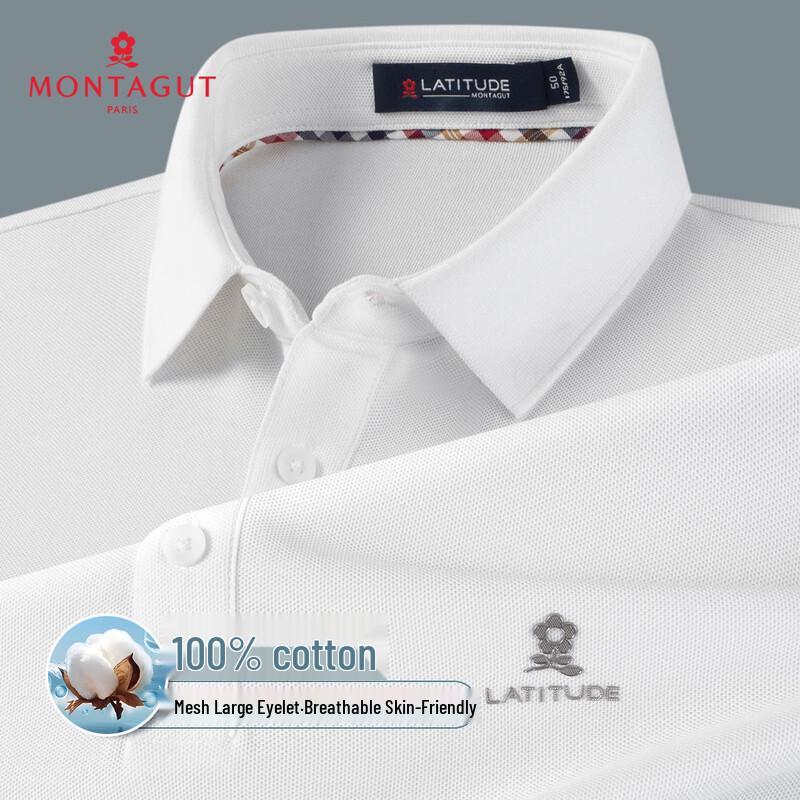 Мужская осенне-зимняя рубашка-поло MONTAGUT с длинным рукавом, 100% хлопок, пике