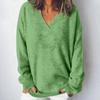 Женская мода повседневная однотонная трикотажная кофта с V-образным вырезом и длинными рукавами, модный милый свитшот