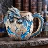 Fantasy Coffee Cup Dragon Egg Mug, Stainless Steel Liner 3D Relief Baby Unique Birthday Gift for Lovers Cup, Realistic Resin Desktop Ornament