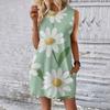 Women's Casual And Fashionable Round-neck Sleeveless Printing Mid Length Dress