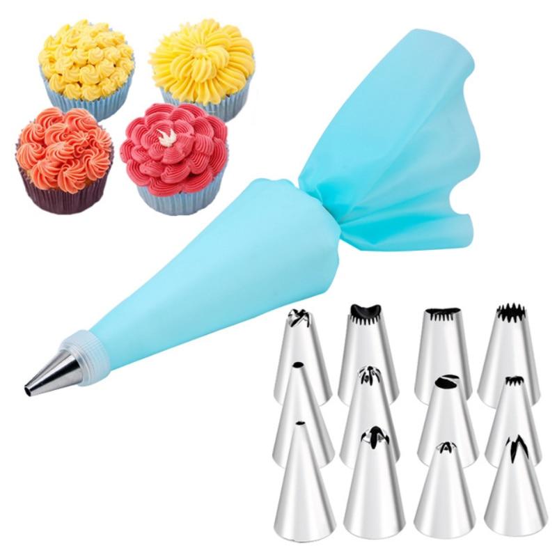 6/12pcs Cream Nozzle Sets Stainless Steel Cake Decorating Tip Icing Cake Decorating Cream Bag Kitchen Baking Tools Accessories