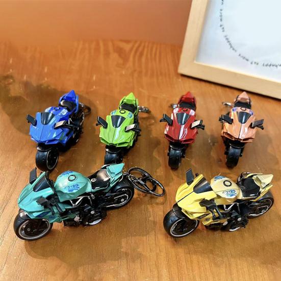Yousheng Motorcycle Cartoon Keychain Pendant with Double-Ring Hook Anti-Detachable Design Decompression Tool Keychain Accessory