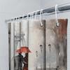 Romantic Paris Eiffel Tower Couple Under Red Umbrella Waterproof Shower Curtain For Bathroom Decor Waterproof Polyester